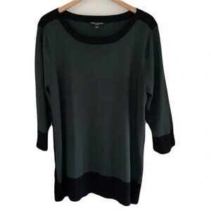 stylish green and black lightweight sweater tunic from Cable & Gauge